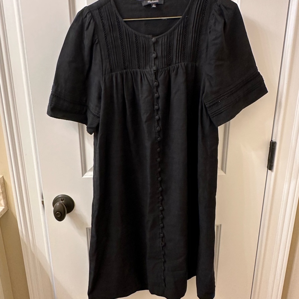Madewell Black Puff Sleeve Mini Dress